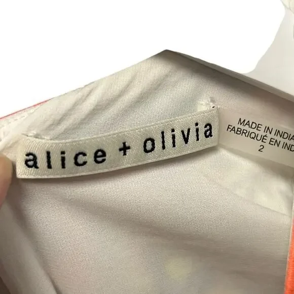 Alice + Olivia White Multicolor Patty V Neck Embroidered Mini Dress Womens 2 - Picture 3 of 6